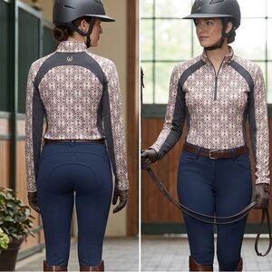 Kerrits quarter-zip technical riding shirt. Size XL Equestrian novelty print
